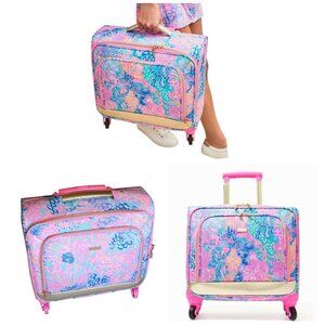 Lilly Pulitzer Splendor in the Sand Carry on Rolling Suitcase Pink Multicolor